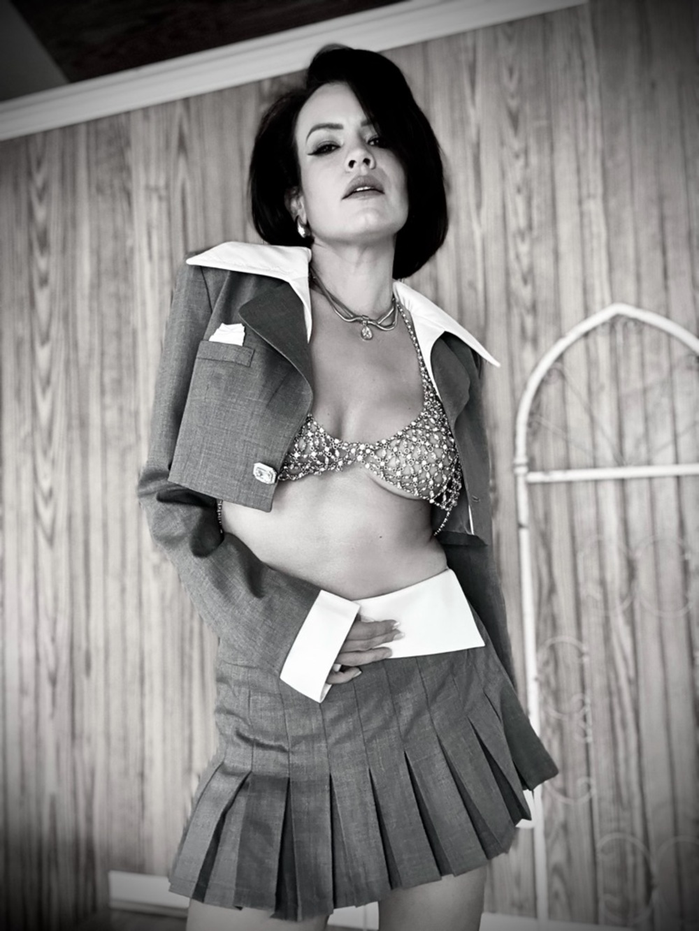 Nana Jacqueline - Charlotten & Harper Gray and White Pleated Skort Set - Picture 16 of 16